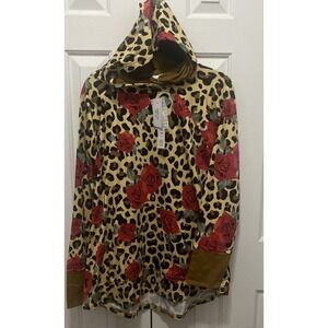 NWT LulaRoe Amber Unicorn Fan Fave Leopard Roses 2XL XXL Pullover Hoodie